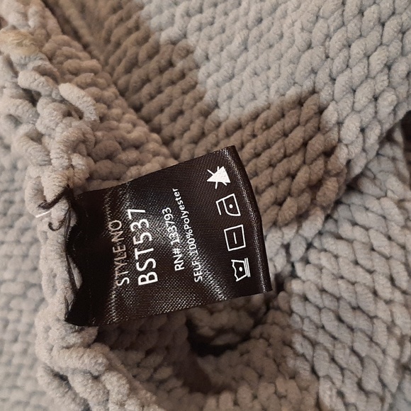 🦕POL Blue/Teal Balloon-Sleeve Chenille Hooded Sweater (Large)🦕 - Picture 12 of 13